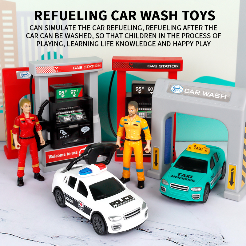 2024 High Quality Refueling Car Wash Toys Simulation Gas Station With Sound and Light Children Toys