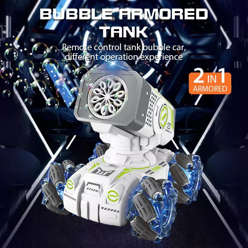 2 in 1 Gravity Control RC Tank Watch RC Car 12-Hole Bubble Remote Control Car Gel Ball Control Rotation Chargeable Stunt Car