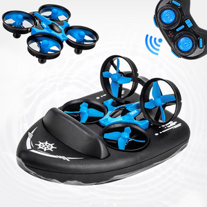 2.4G Hot Sell RC Mini Drone Ship 3 in 1 Sea land Air Flight Quadcopter Boat Multi-function Toys Boats For Kids