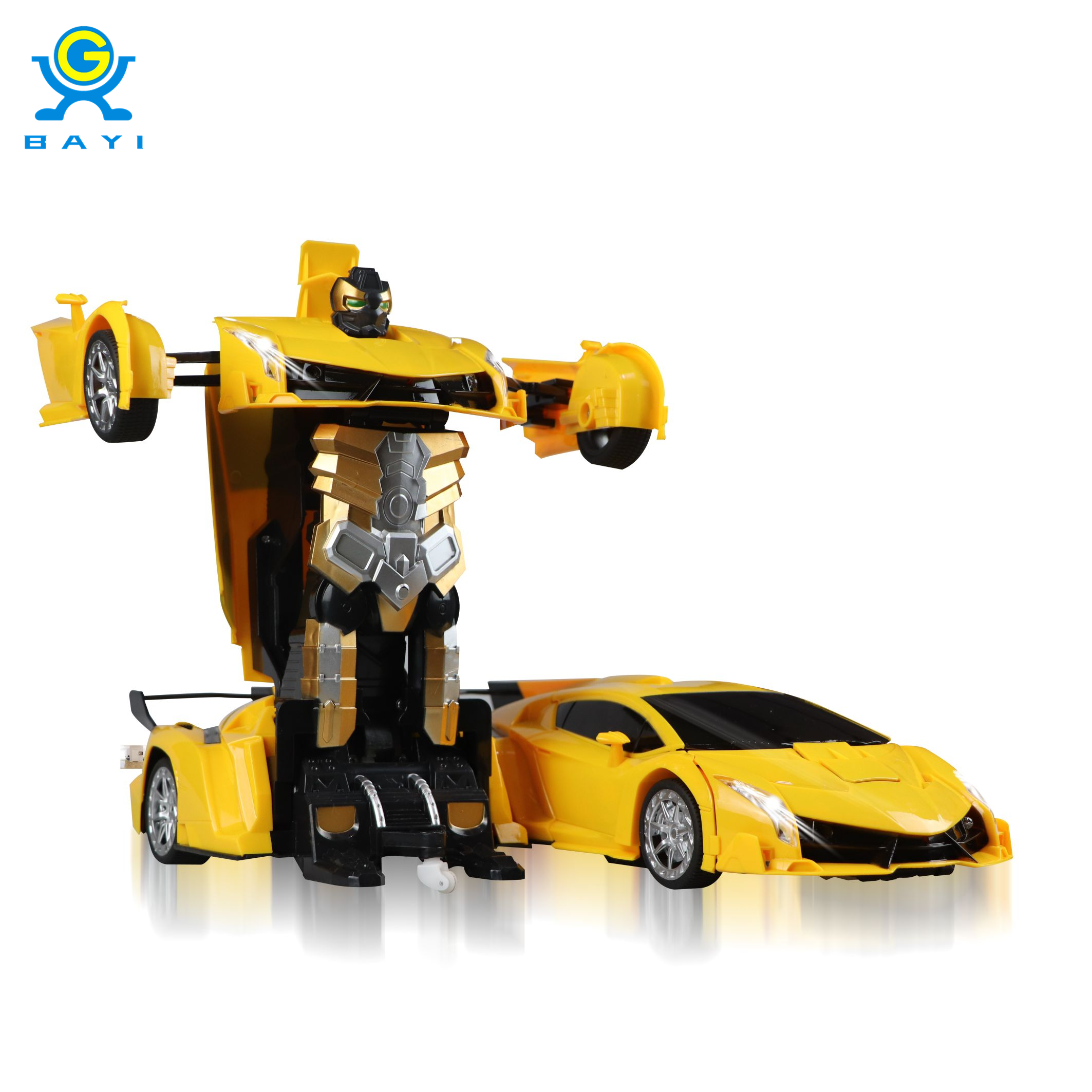 Factory direct supply 2.4G  rc electric deform robot vehicle remote control deformation robot car toy for kids