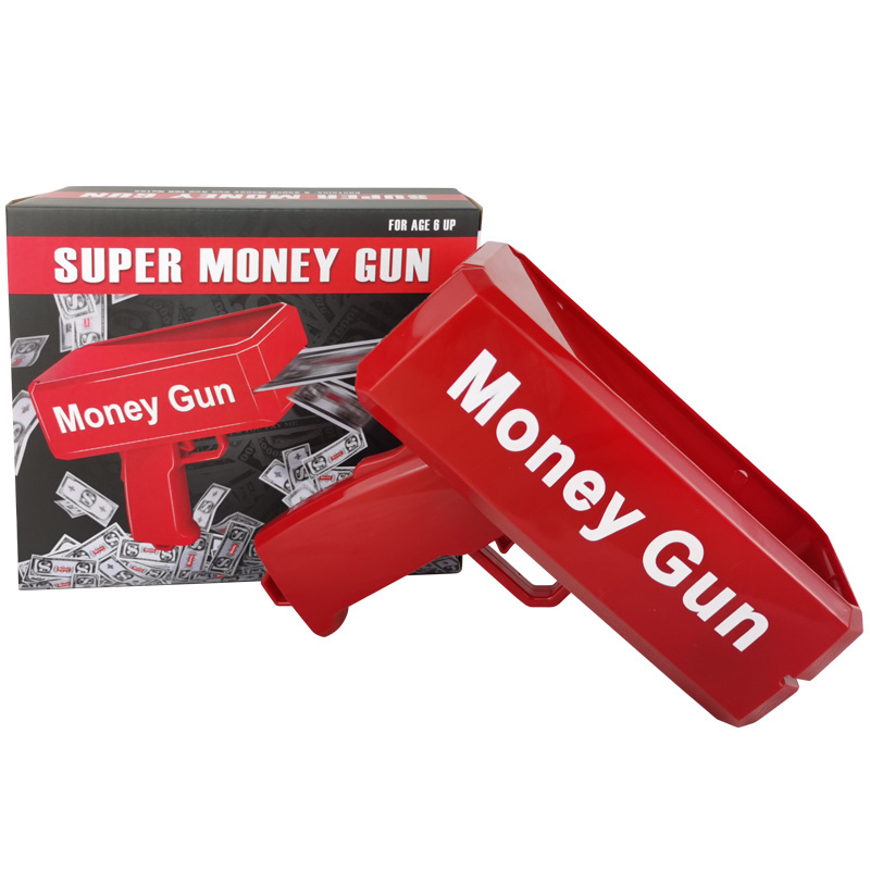 RTS Gold Money Gun Cash Make Cashes Money Rain Gun Toy Shot Spray Real Golden Money Gun for Party Custom Logo