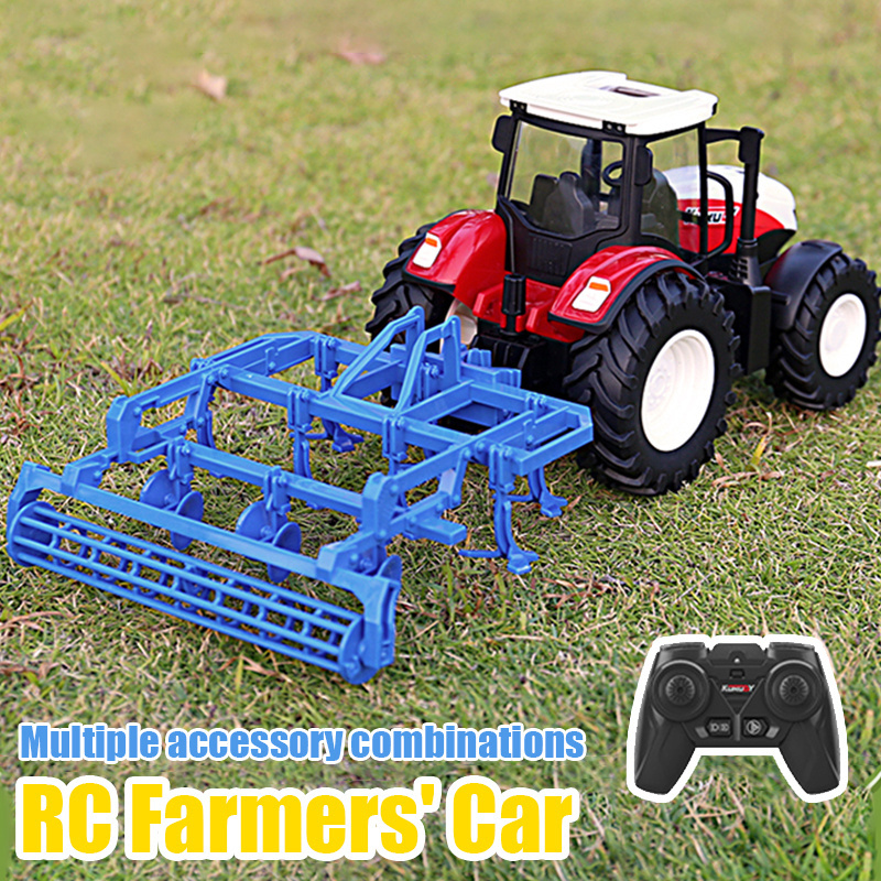 RC Farm Car Tractors Trailer 2.4G Radio Controlled Cars Farming Simulator Truck Farmers Vehicle Toys Children Boy