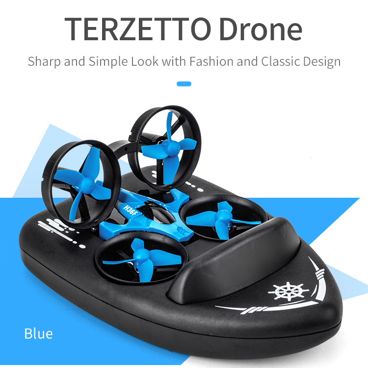 2.4G Hot Sell RC Mini Drone Ship 3 in 1 Sea land Air Flight Quadcopter Boat Multi-function Toys Boats For Kids