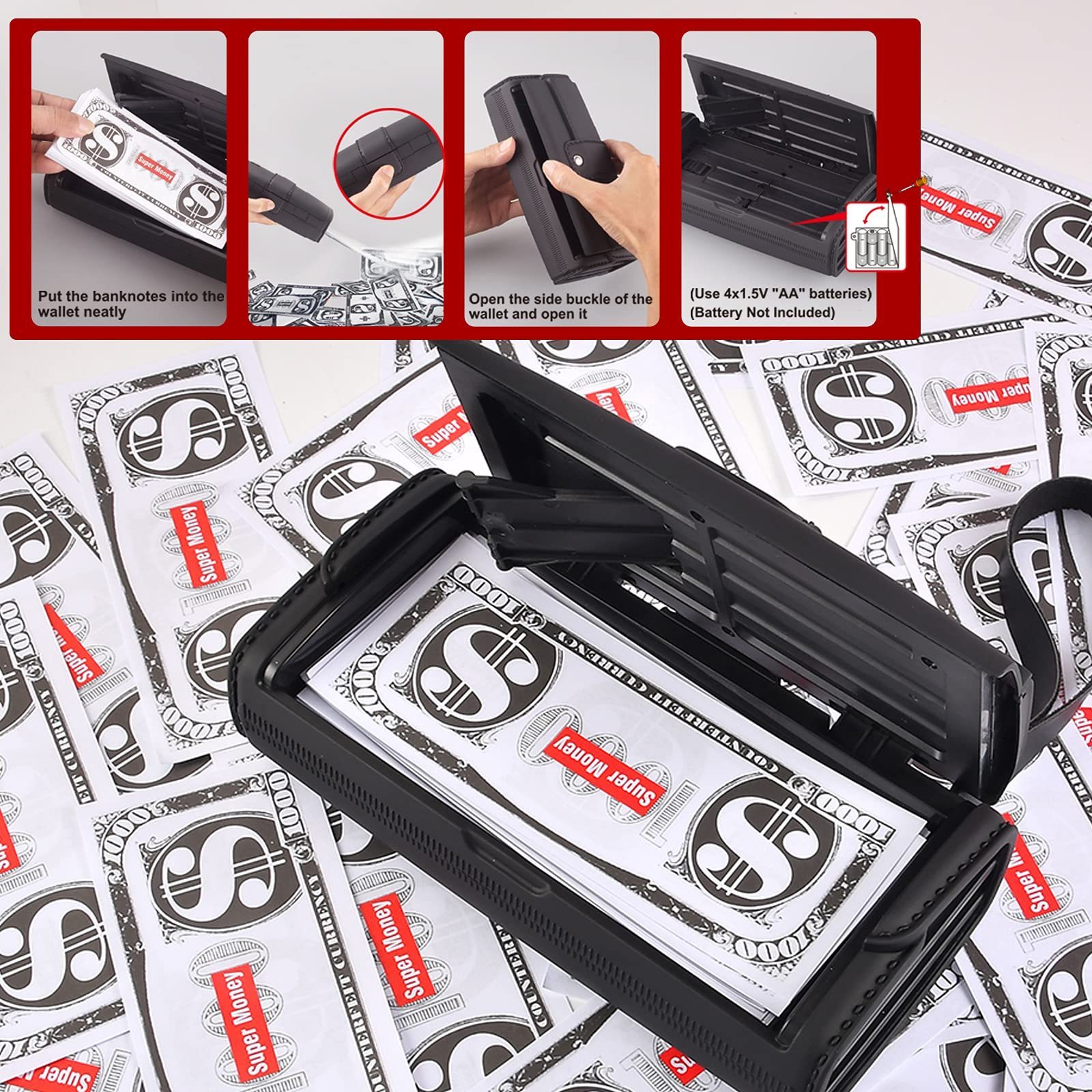 Wholesale Make it Rain Cash Money Shooter  Dollars Money Dispenser Spray Purse Gun Funny Money Wallet Gun