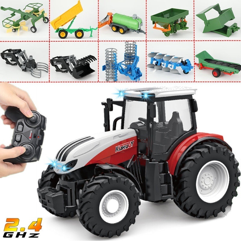 RC Farm Car Tractors Trailer 2.4G Radio Controlled Cars Farming Simulator Truck Farmers Vehicle Toys Children Boy