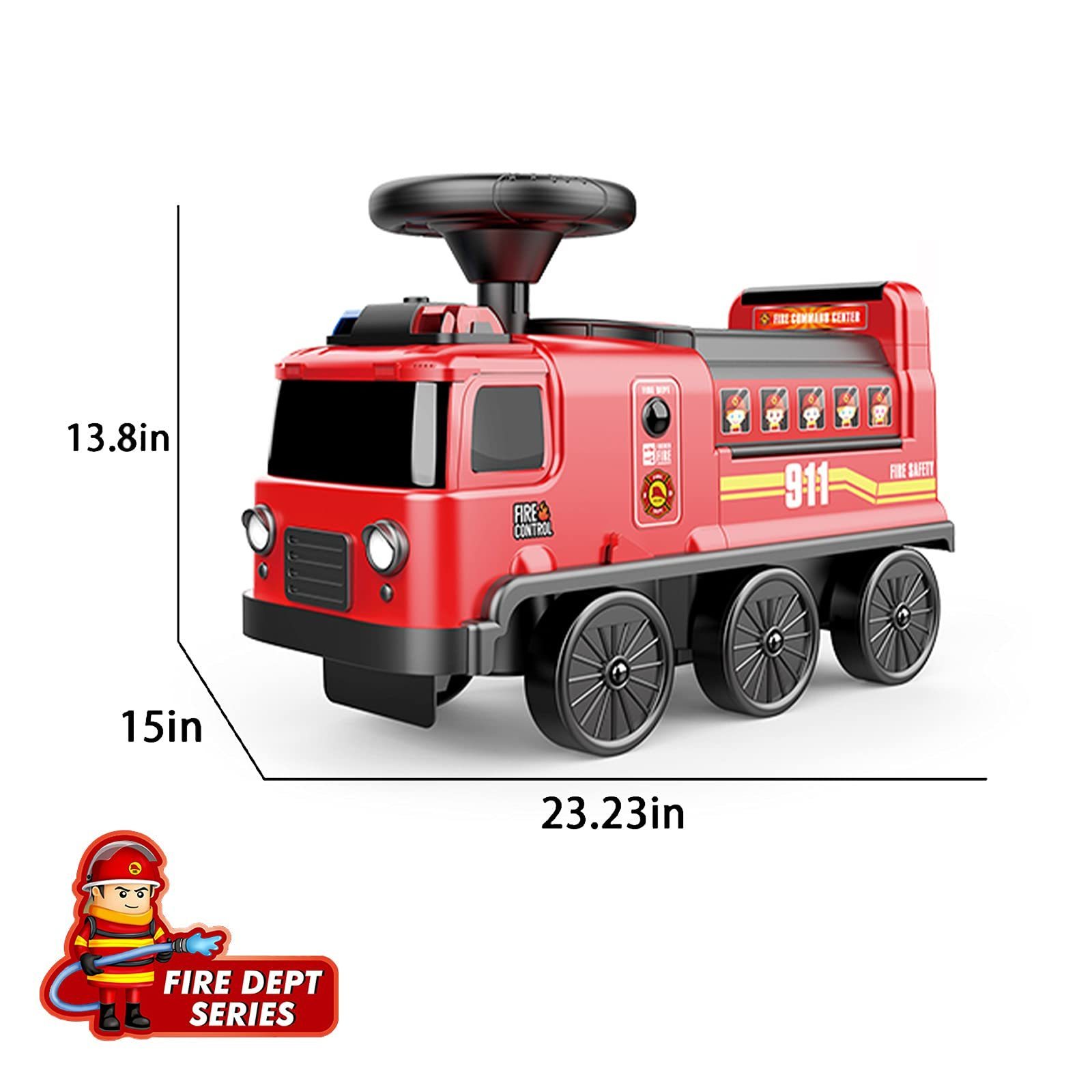 2 in 1 Fire Truck Ride on Car Toys Race Track Toy Sets Adventures Racing Firefighting for Kids Toddler Gifts