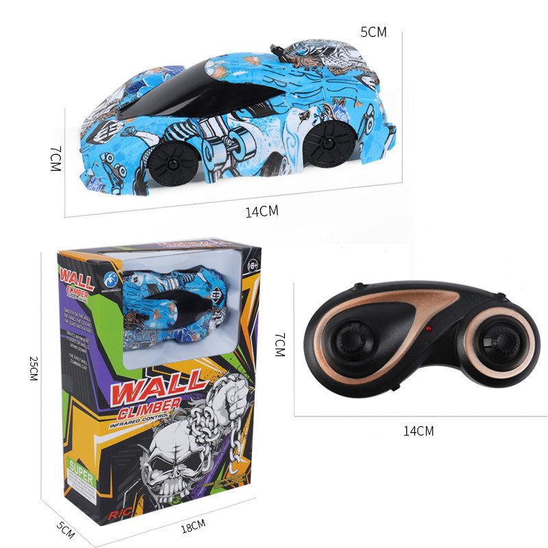 New graffiti design electric wall climbing car remote control drift car toy 360 degree rotating stunt car with light