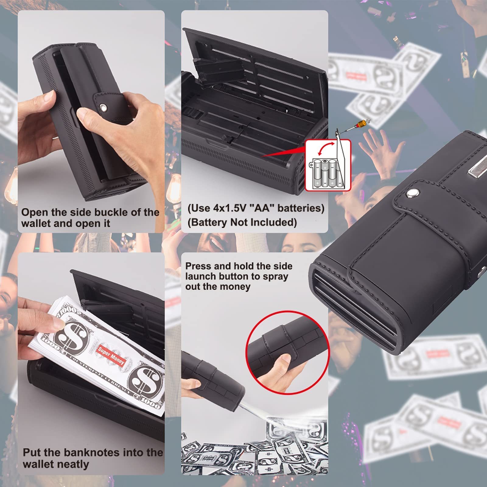 Wholesale Make it Rain Cash Money Shooter  Dollars Money Dispenser Spray Purse Gun Funny Money Wallet Gun