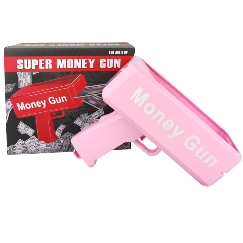 RTS Gold Money Gun Cash Make Cashes Money Rain Gun Toy Shot Spray Real Golden Money Gun for Party Custom Logo