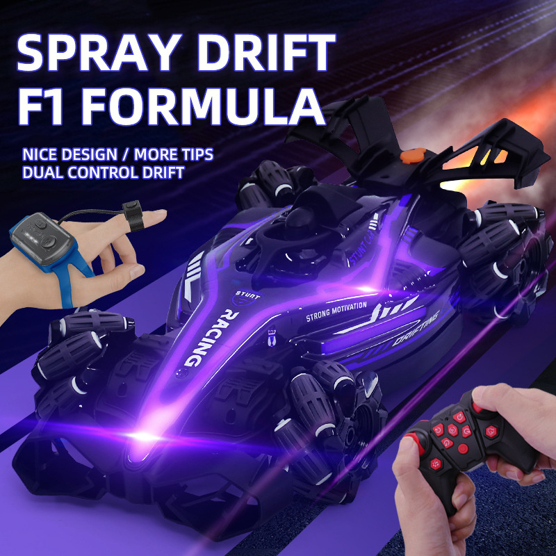 F1 Sports RC Formula 2.4G Electric Remote Control Racing Drift Car Stunt Spraying Smoke Cars For Children's Gift