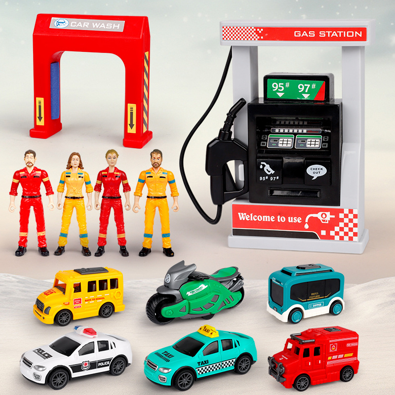 2024 High Quality Refueling Car Wash Toys Simulation Gas Station With Sound and Light Children Toys