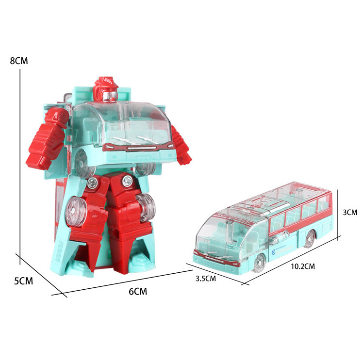 Kids Toddlers Gift Die cast Mini Bus Vehicle Deformation Robot Bus Toy Transform Alloy School Bus