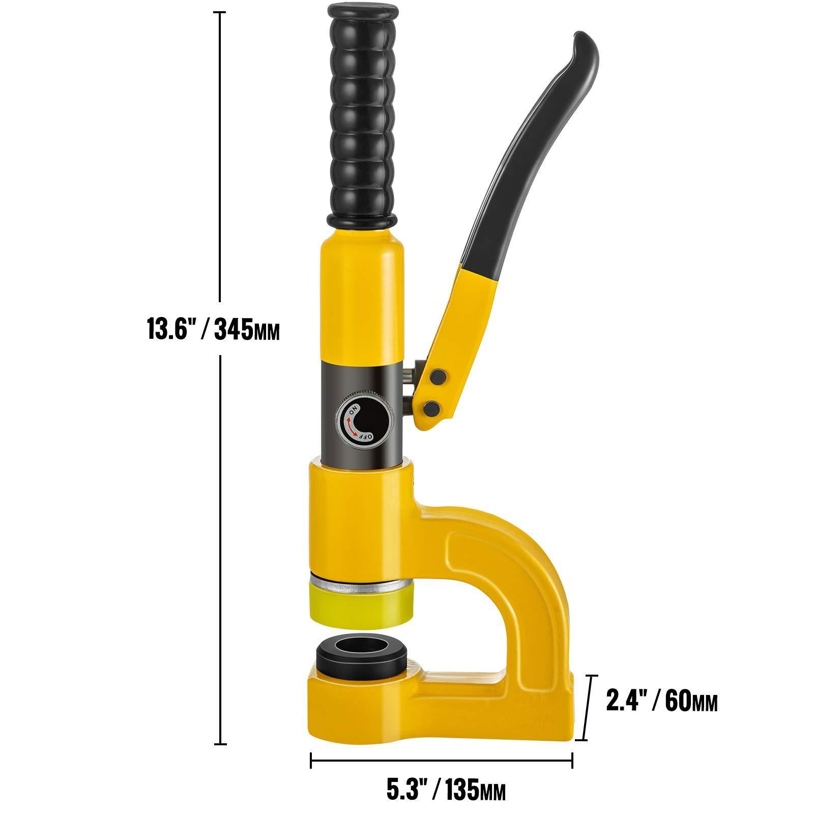 6 Ton Manual Hole Digger Punch with 5 Punch Dies 0.63 to 0.98 Inch for Iron Stainless Steel Aluminum Plates