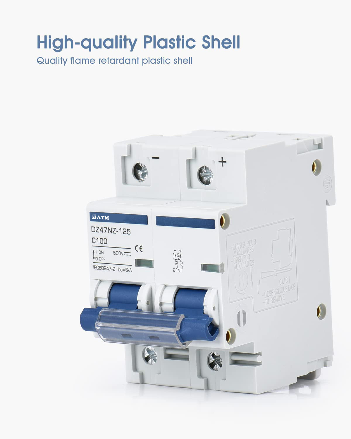 125 Amp DC 500V MCB Miniature Circuit Breaker 2P (16A 25A 32A 63A 100A 125A) Short Circuit Protection Disconnect Switch