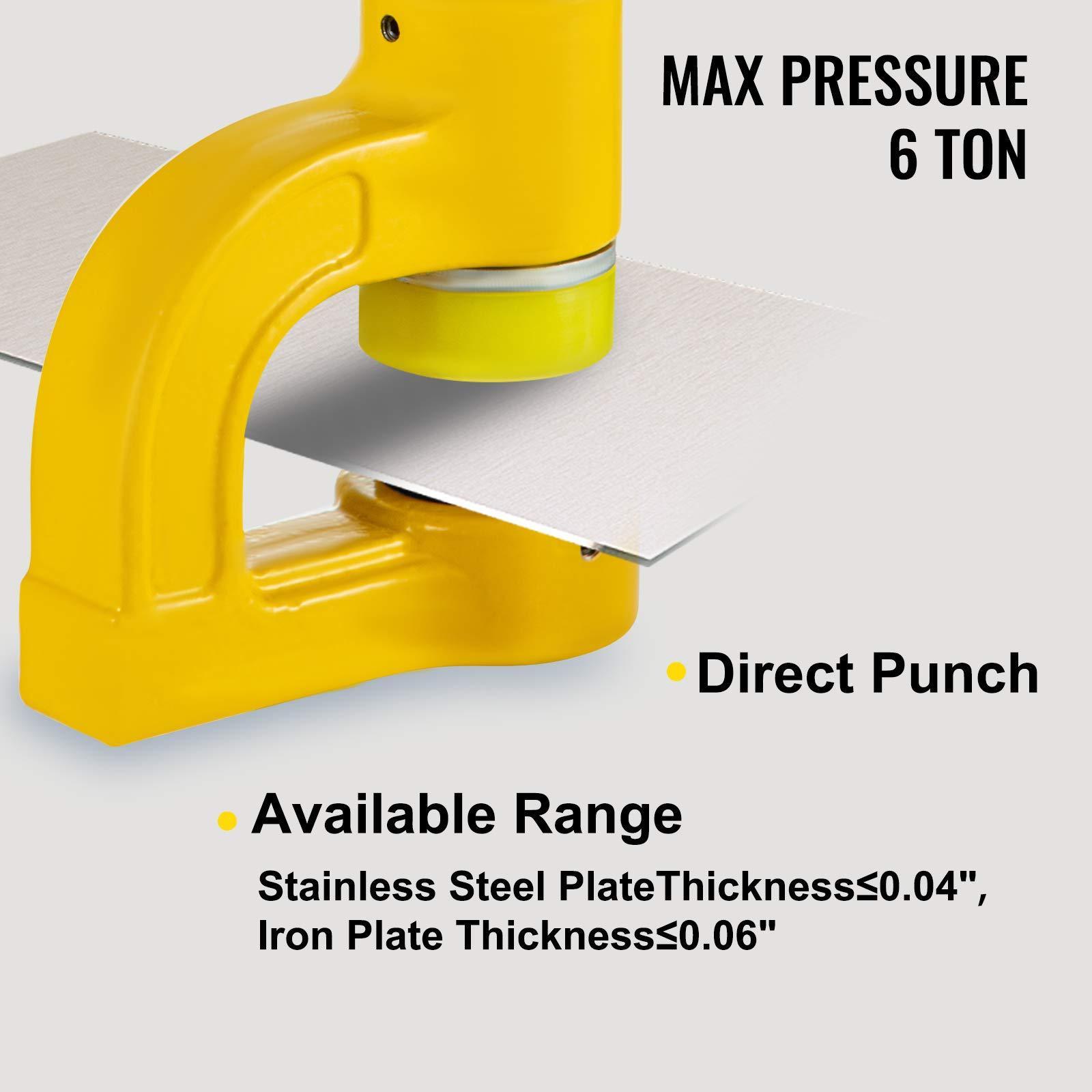 6 Ton Manual Hole Digger Punch with 5 Punch Dies 0.63 to 0.98 Inch for Iron Stainless Steel Aluminum Plates