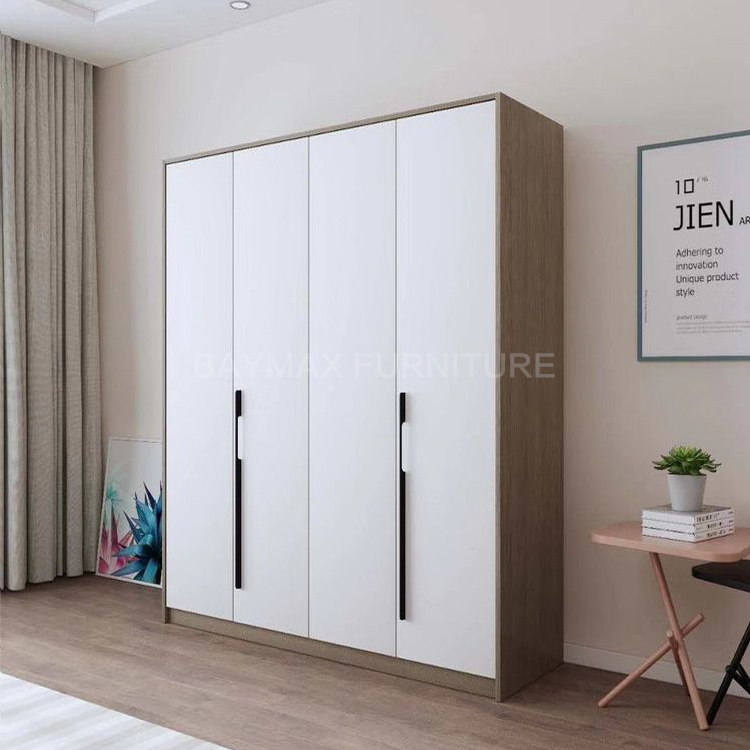 New Design Swing Door Minimalist Wooden Wardrobe Bedroom Brown Wardrobe