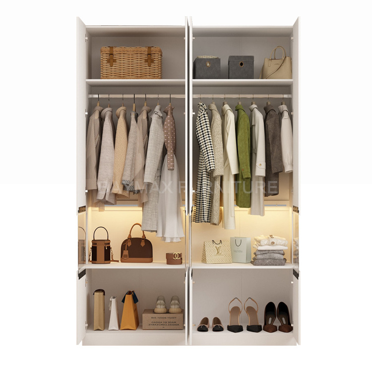 Light luxury closet glass door wardrobe with dresser for dressing room