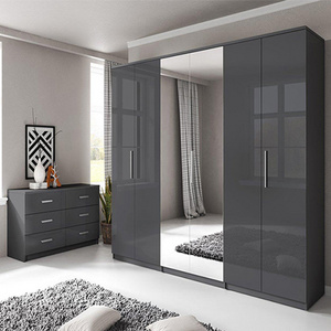 Modern hotel home furniture simple design wardrobe glossy closet door with mirror