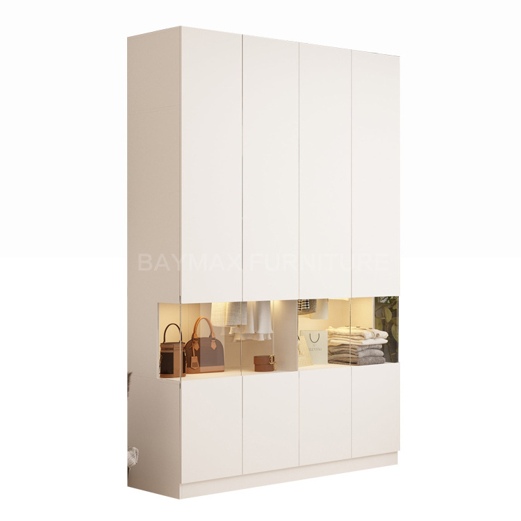 Light luxury closet glass door wardrobe with dresser for dressing room