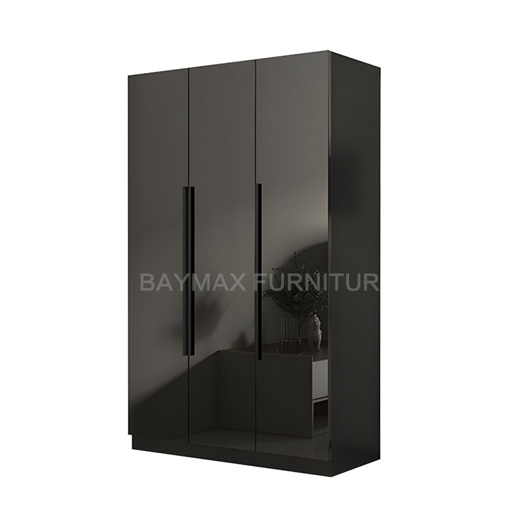 Modern hotel home furniture simple design wardrobe glossy closet door with mirror