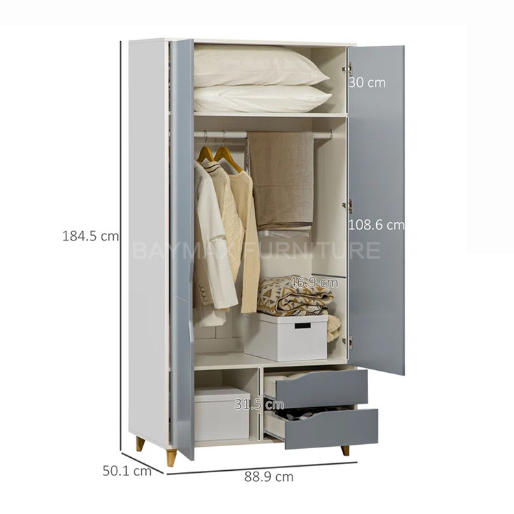 Foshan factory mdf wardrobe closet cloth storage cabinets for bedroom