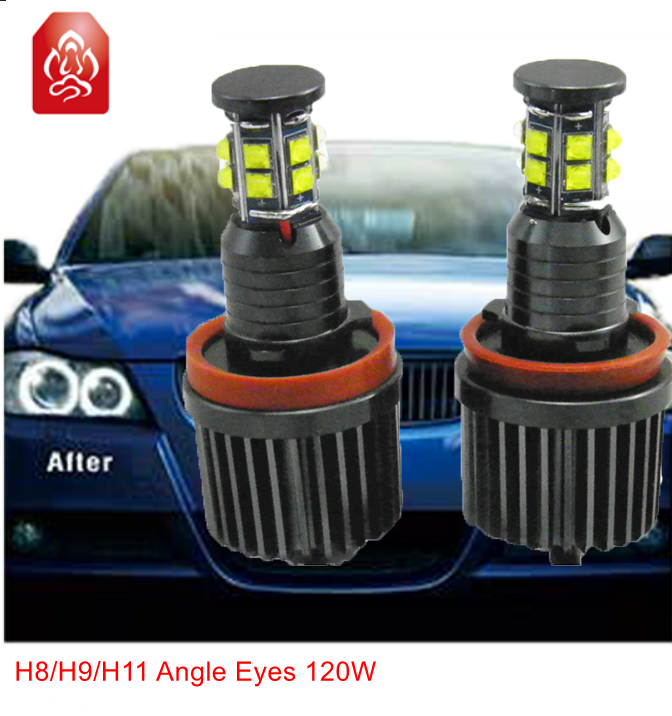 HSB-H8 High Lumen 120W 6000K 6500K Canbus LED h11 h9 h8 E90 E39 Led Angel Eyes Fits for BMW E92