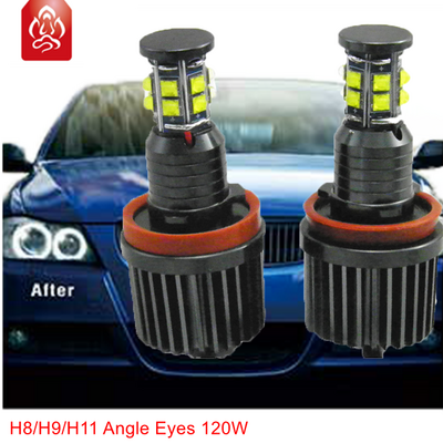 HSB-H8 High Lumen 120W 6000K 6500K Canbus LED h11 h9 h8 E90 E39 Led Angel Eyes Fits for BMW E92