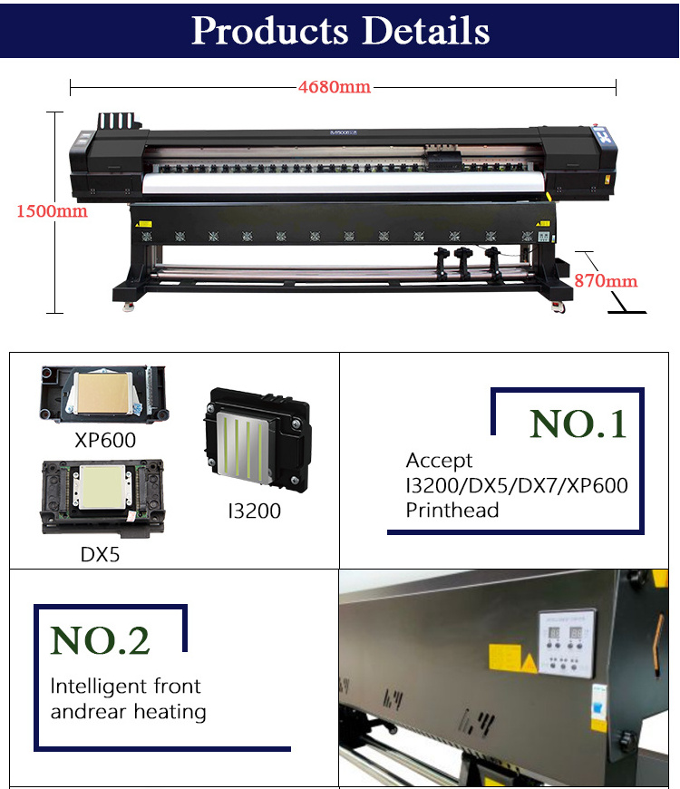 DX5/DX7/XP600/4720/I3200 head digital inkjet printer 6 feet eco solvent printer /sublimation Inkjet printer machine