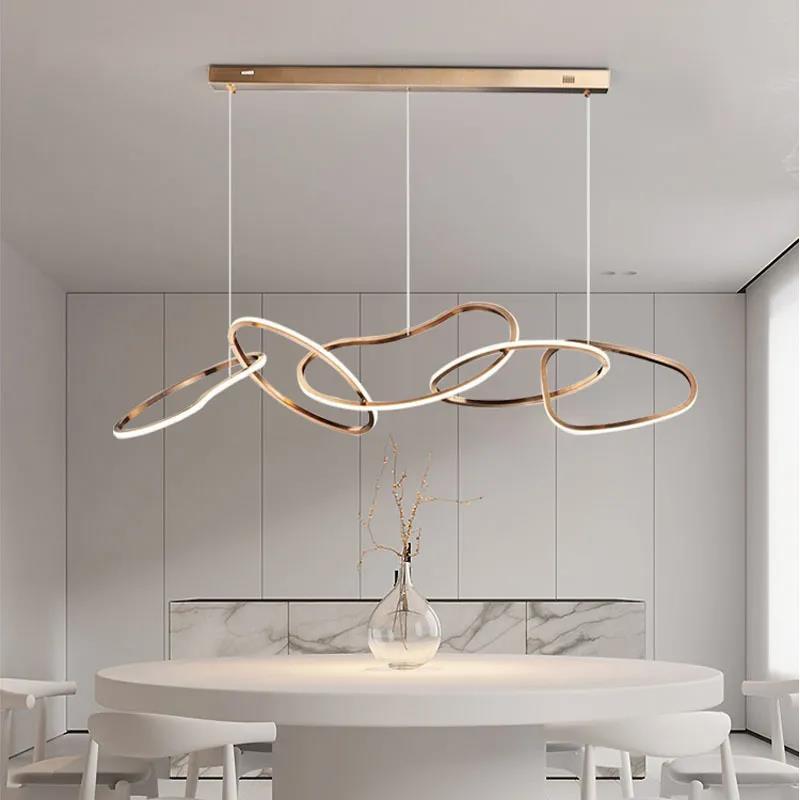 Indoor Lighting Modern Restaurant Ceiling Decoration Stainless Steel Chandeliers Round Led Pendant Chandelier Ceiling Lights