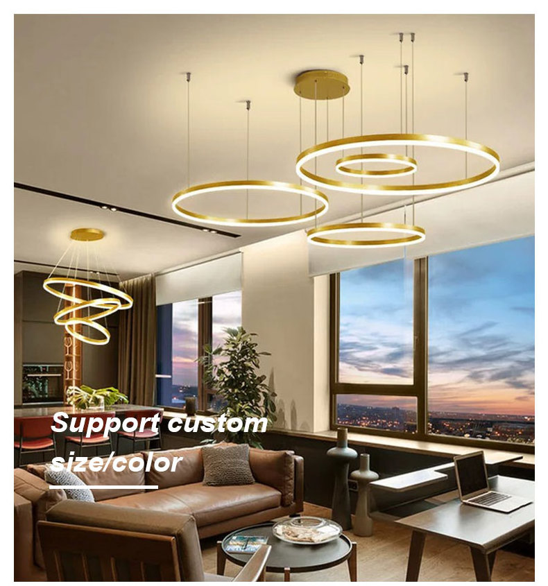 Nordic Round Modern Contemporary Hanging Luxury Acrylic Ceiling Ring Lamp Chandelier Led Circle Pendant Light