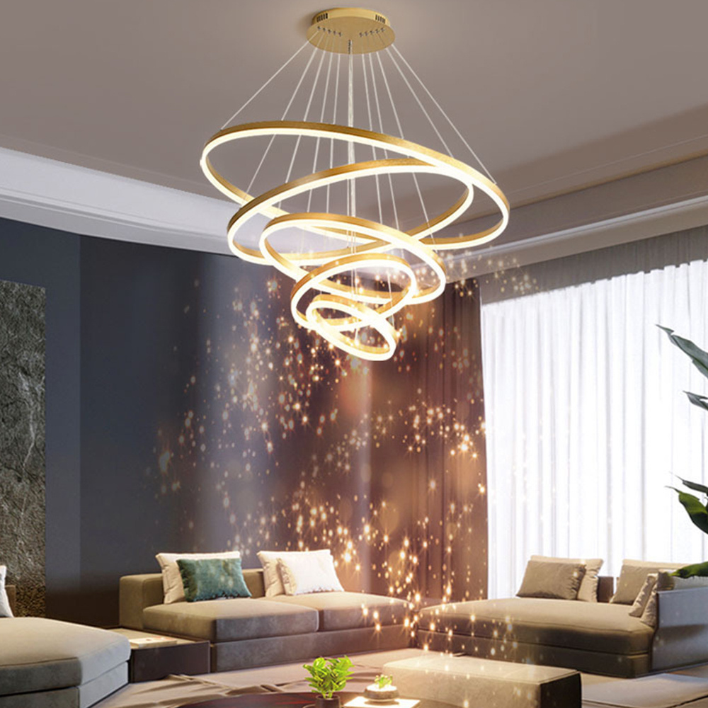 Nordic Round Modern Contemporary Hanging Luxury Acrylic Ceiling Ring Lamp Chandelier Led Circle Pendant Light