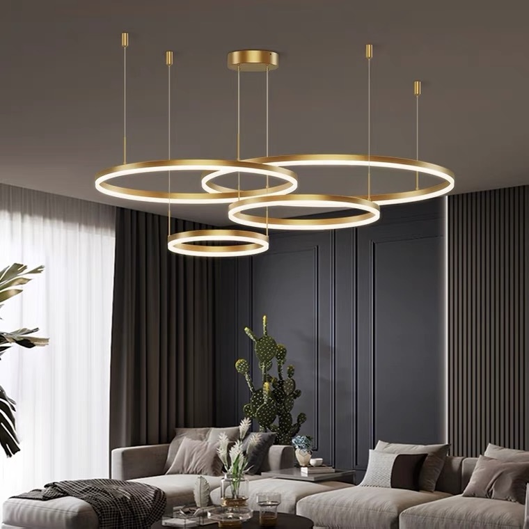 Nordic Round Modern Contemporary Hanging Luxury Acrylic Ceiling Ring Lamp Chandelier Led Circle Pendant Light