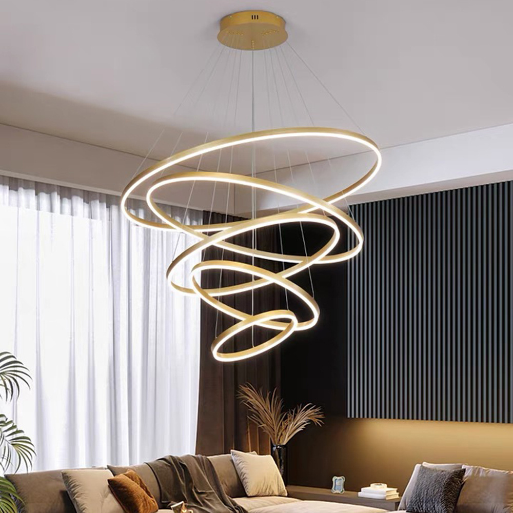 Nordic Round Modern Contemporary Hanging Luxury Acrylic Ceiling Ring Lamp Chandelier Led Circle Pendant Light