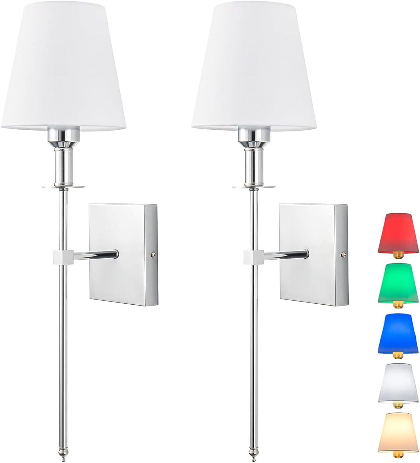 Modern Battery Operated Sconce Set Of 2 not Hardwired Fixture, Powered Wall With Remote Dimmable Light Bulb