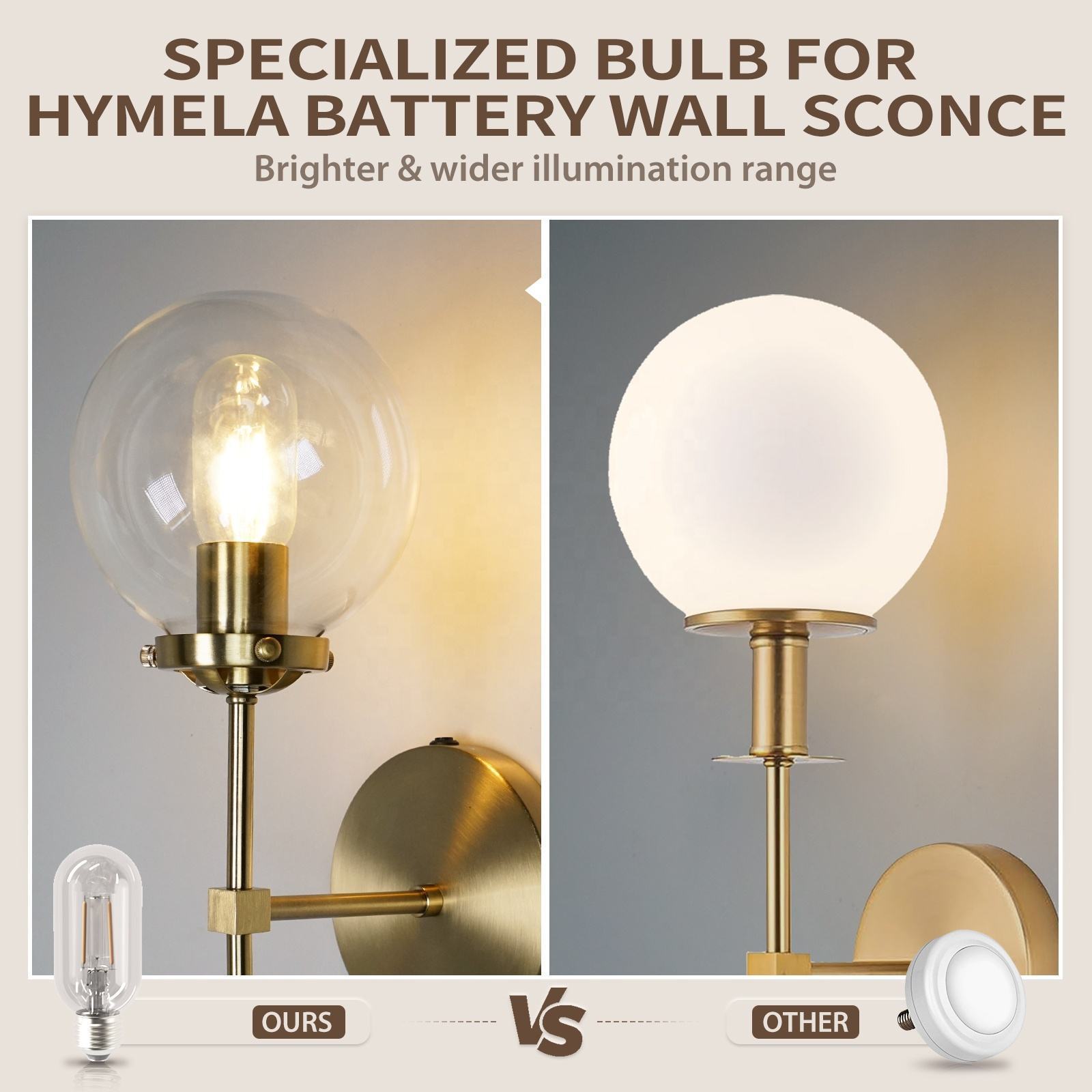 Modern Glass Globe Hanging Light Wall Sconce Lamp Rechargeable Battery Operated Light Wireless with Bulb