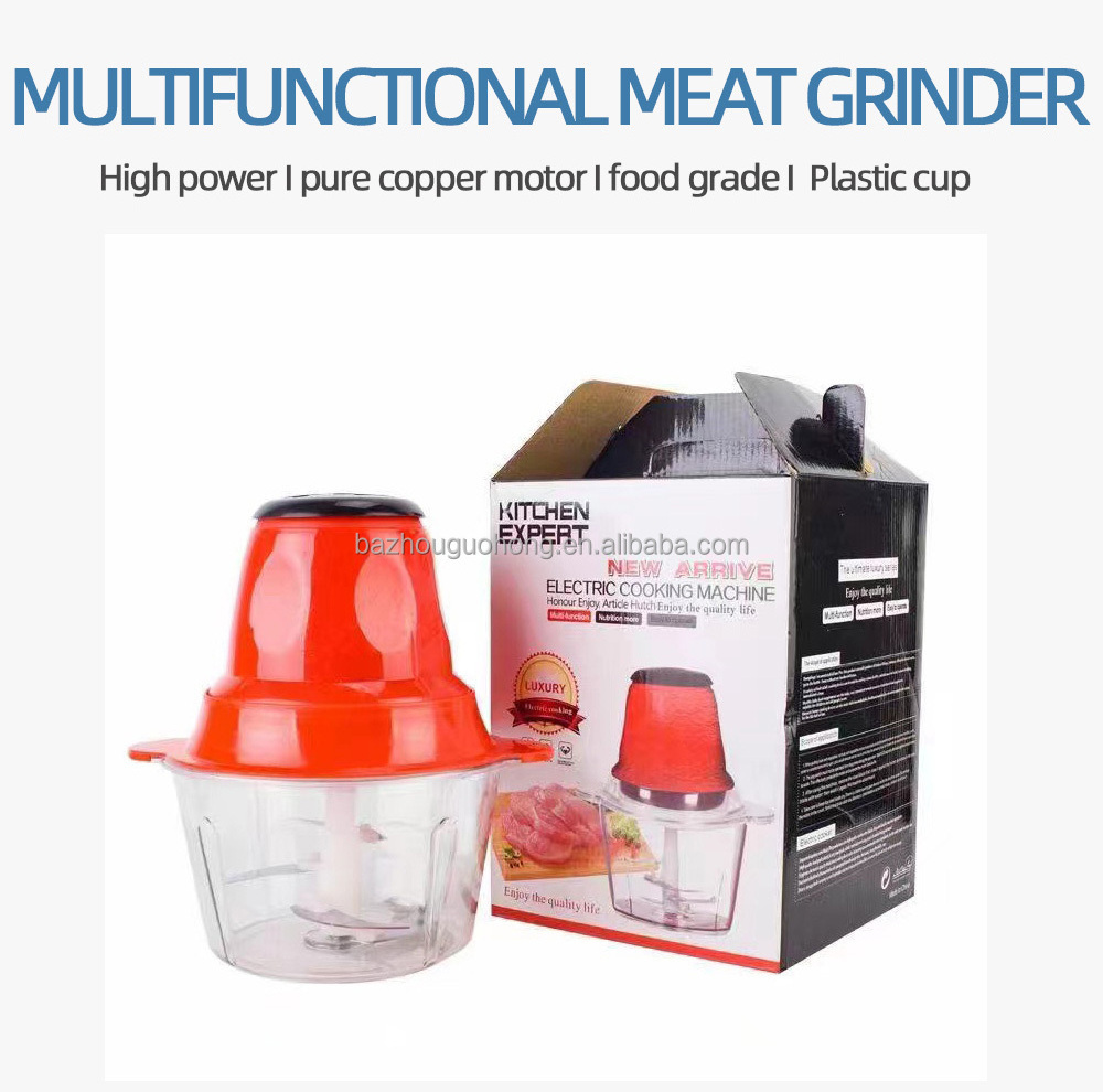 High Reputation Electric Household 2l Capacity Plastic Bowl Processor Vegetable Multifunctional Meat Grinder Food Mincer