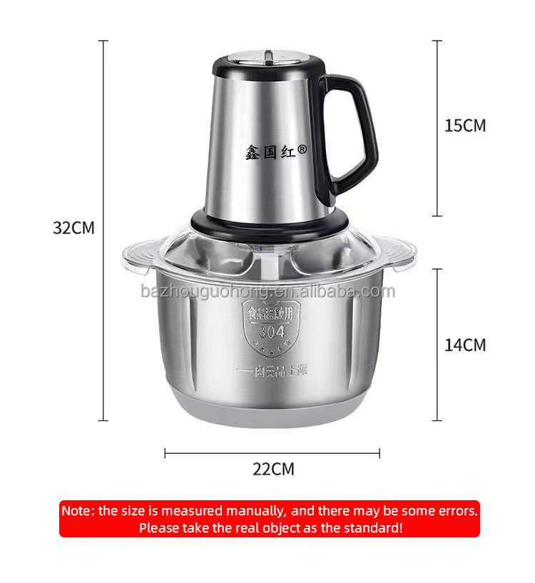 5L Food Blender Chopper Electric Automatic Mincing Machine Stainless Steel Vegetable Blender Food Meat Grinder