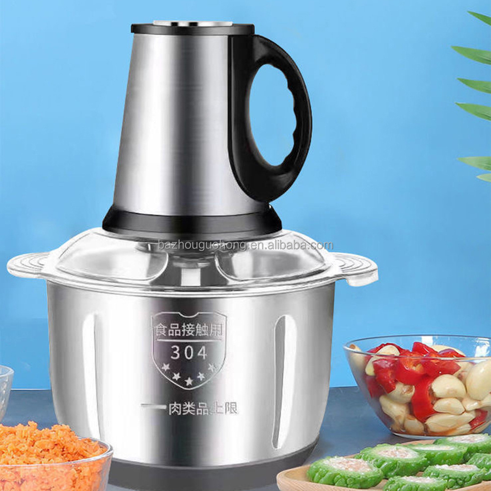 5 L Electric Meat Grinder 3 Speeds Stainless Steel Electric Chopper Automatic Mincing Machine Quiet Food Processor