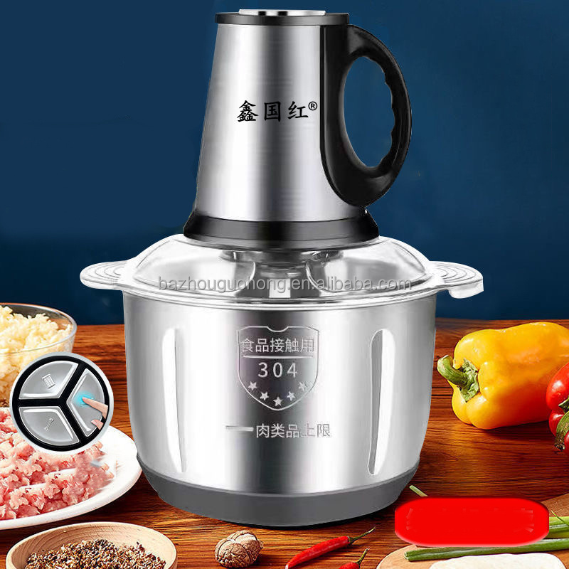 5 L Electric Meat Grinder 3 Speeds Stainless Steel Electric Chopper Automatic Mincing Machine Quiet Food Processor