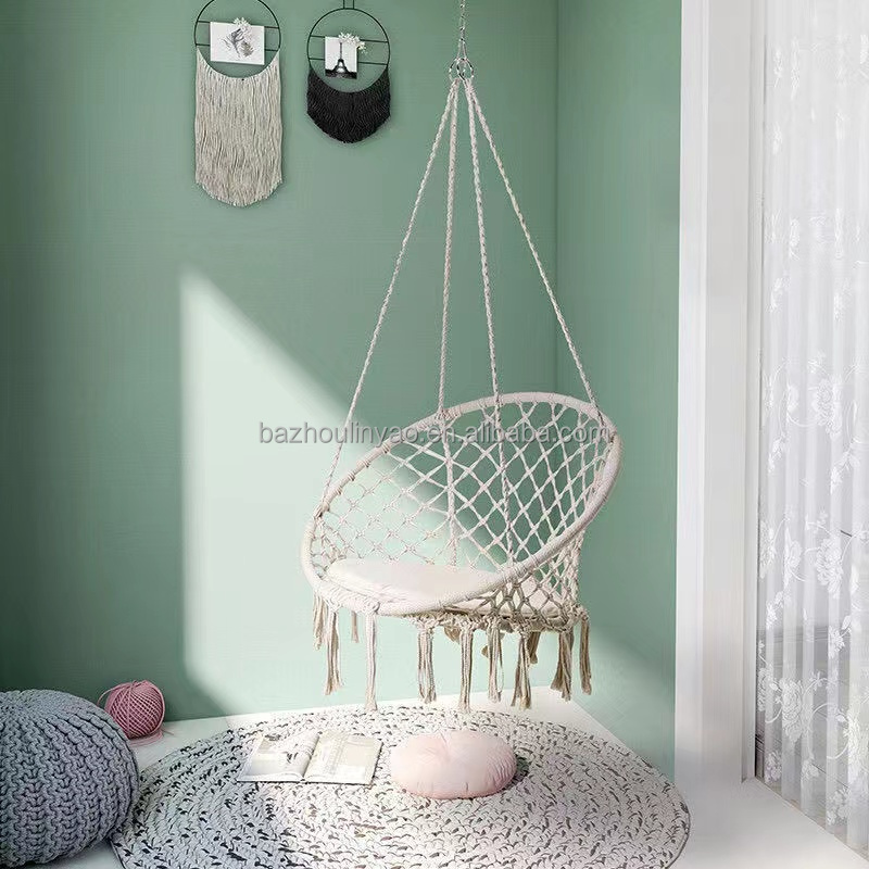 Garden Hanging Black Swing Cotton Rope Hanging New Full Support Hanging Chair  Hammock Chair Swing Chair