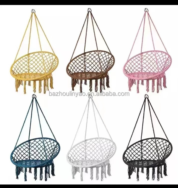 Garden Hanging Black Swing Cotton Rope Hanging New Full Support Hanging Chair  Hammock Chair Swing Chair