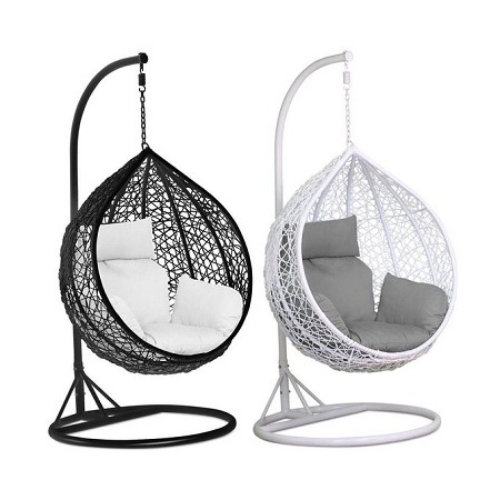 Good Design White And Black Iron Swings With Superior Quality Powder Coated Outdoor Iron Swing From India