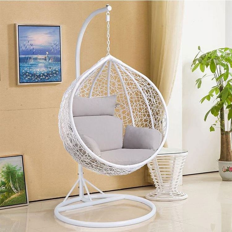 YASN Round Balcony Garden Hanging Chair Indoor Outdoor Patio Swings Hanging Sensory Rattan Egg Chair With Stand