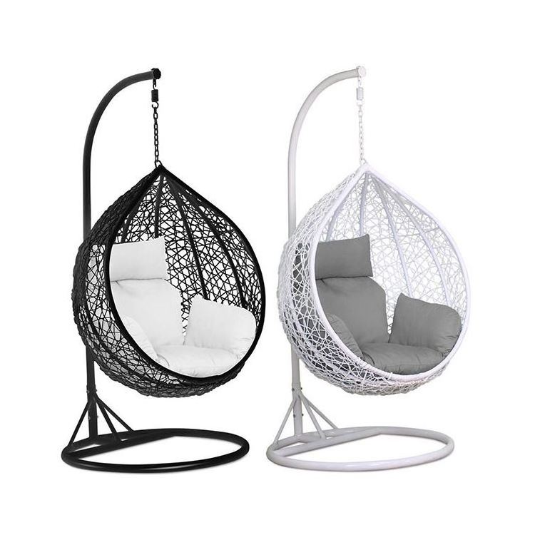 YASN Round Balcony Garden Hanging Chair Indoor Outdoor Patio Swings Hanging Sensory Rattan Egg Chair With Stand