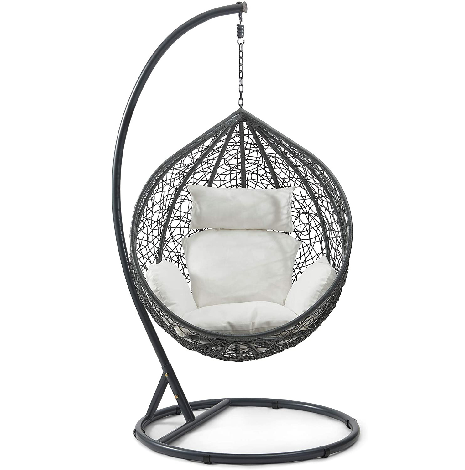 Garden Patio Single Seat Garden Rattan Swings Hanging Egg Chair with Stand