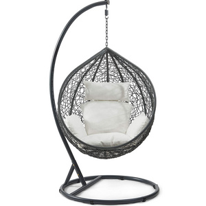 Garden Patio Single Seat Garden Rattan Swings Hanging Egg Chair with Stand