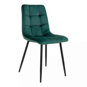 Modern Design Restaurant Dinning Room Furniture Green Upholstered Soft Fabric Velvet Dining Chairs With Powder Coated Legs