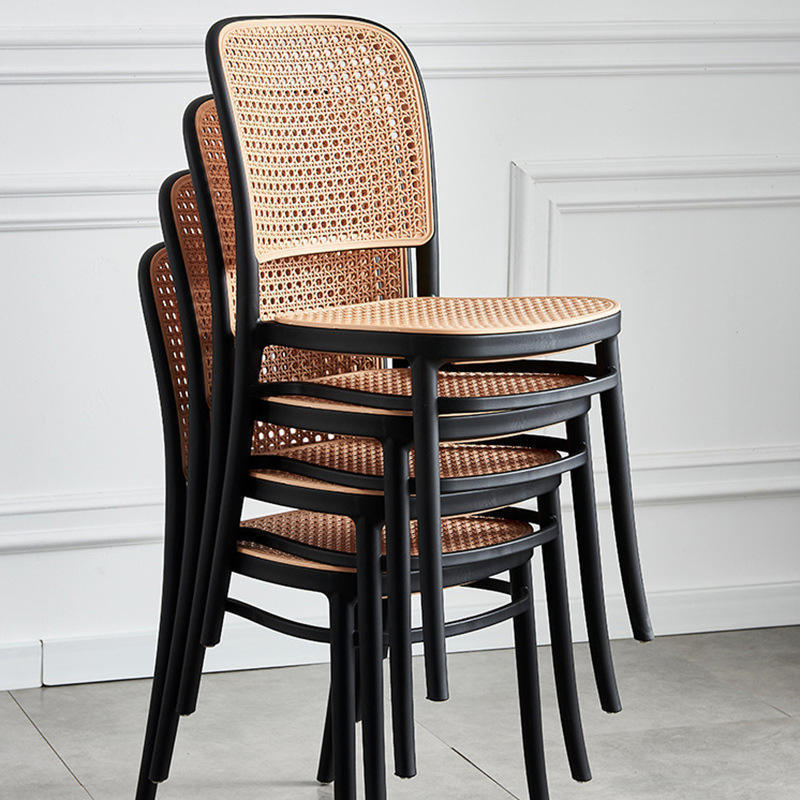 High Quality Classic Style Stackable Outdoor Rattan Wedding Chairs PP Plastic bistro Dining Room Chairs