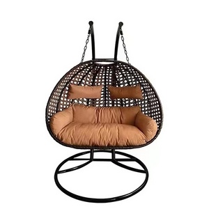 2024 Leisure Outdoor and Indoor Furniture Rocking Basket Hammock Chair  Rattan Swing Chair for Two Adults