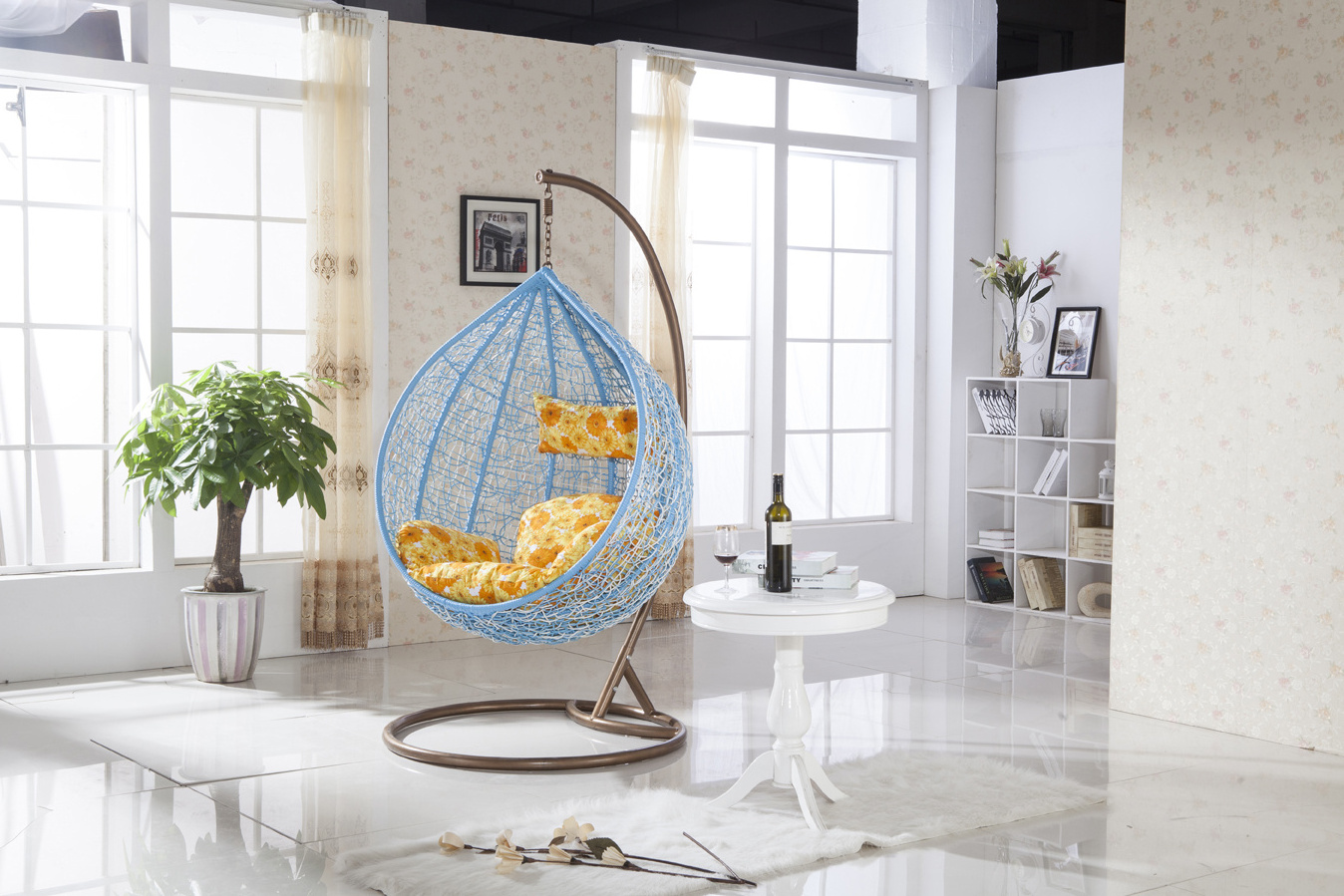 Teardrop Rattan Swing Chair Outdoor Indoor Rattan Hanging Chair Egg Chair with Stand